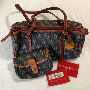 Dooney & Bourke Vintage Denim and Brown Bag Set